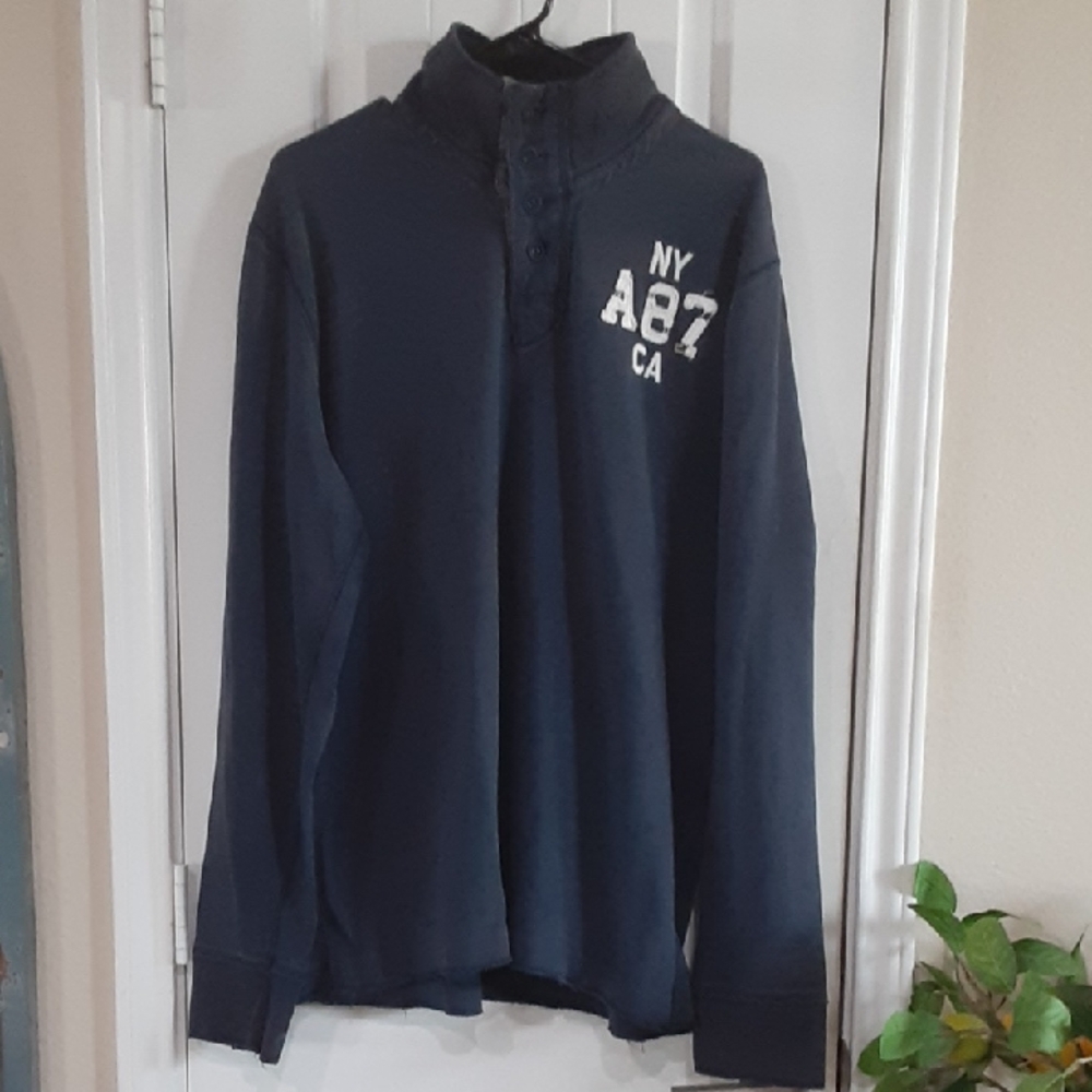 Aeropostale Men's Navy Quarter-Zip Pullover - NY A87 CA Heritage - L -GUC